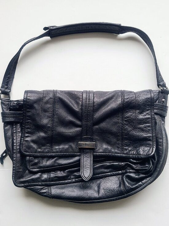 Juicy Couture Y2K Black Leather Satchel Fold over Flap  display picture 2
